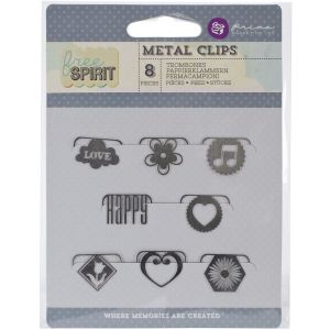 Klipsy metalowe Prima Marketing Free Spirit, 8szt